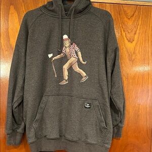 Charcoal Hoodie with Bigfoot Lumberjack Graphic